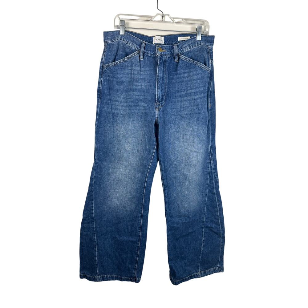 Frame Le Baggy Palazzo Flare Jeans Womens 31 Blue Seafarer Excellent Wide Leg